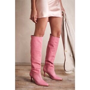 Free People x Vicenza Friday Fever Textured Croc Heel Knee High Tall Boots $248